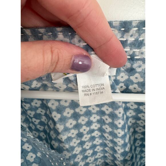 Kerry Cassill Lightweight Floral Tunic Blue White Small - Picture 4 of 5
